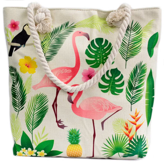 1x Rope Handle Bag - Flamingo & More