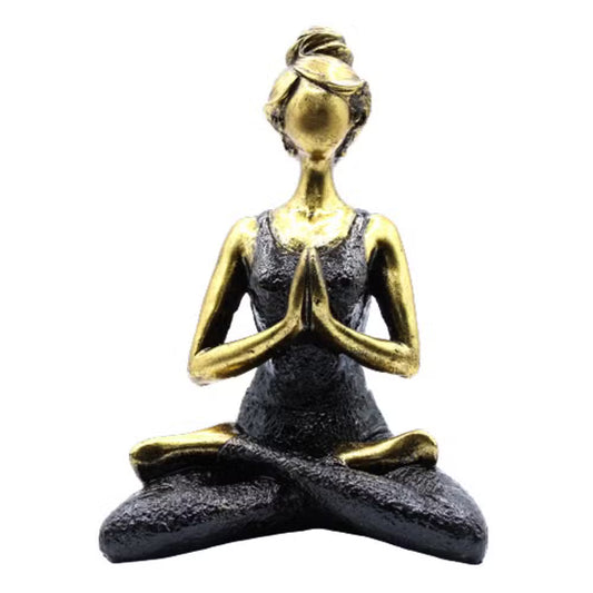 1x Yoga Lady Figure - Bronze & Black 24cm
