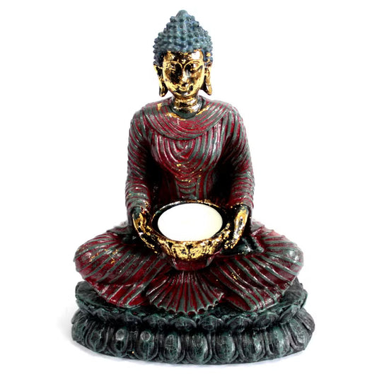 1x Antique Buddha - Devotee Candle Holder