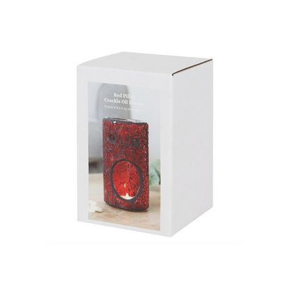 Red Pillar Crackle Glass Oil Burner and Wax Warmer